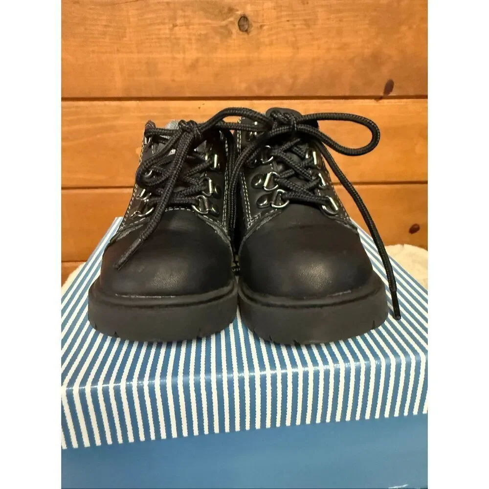 Osh Kosh Kenny Leather Boys Baby Boots Black Sz 6